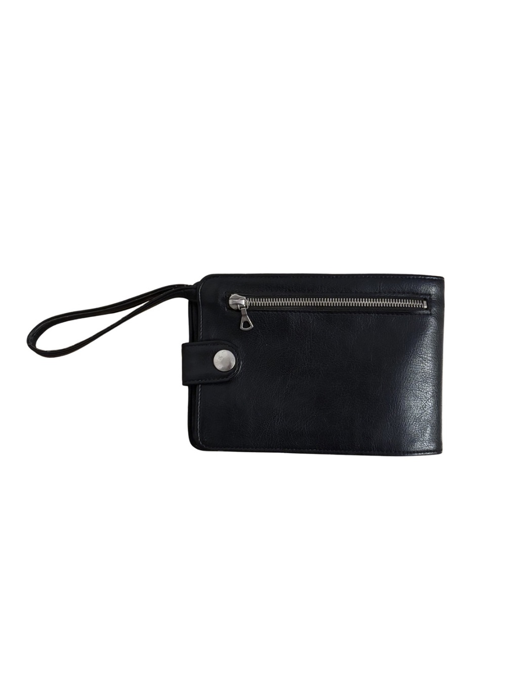 Black Leather Wristlet Pouch - made in Portugal